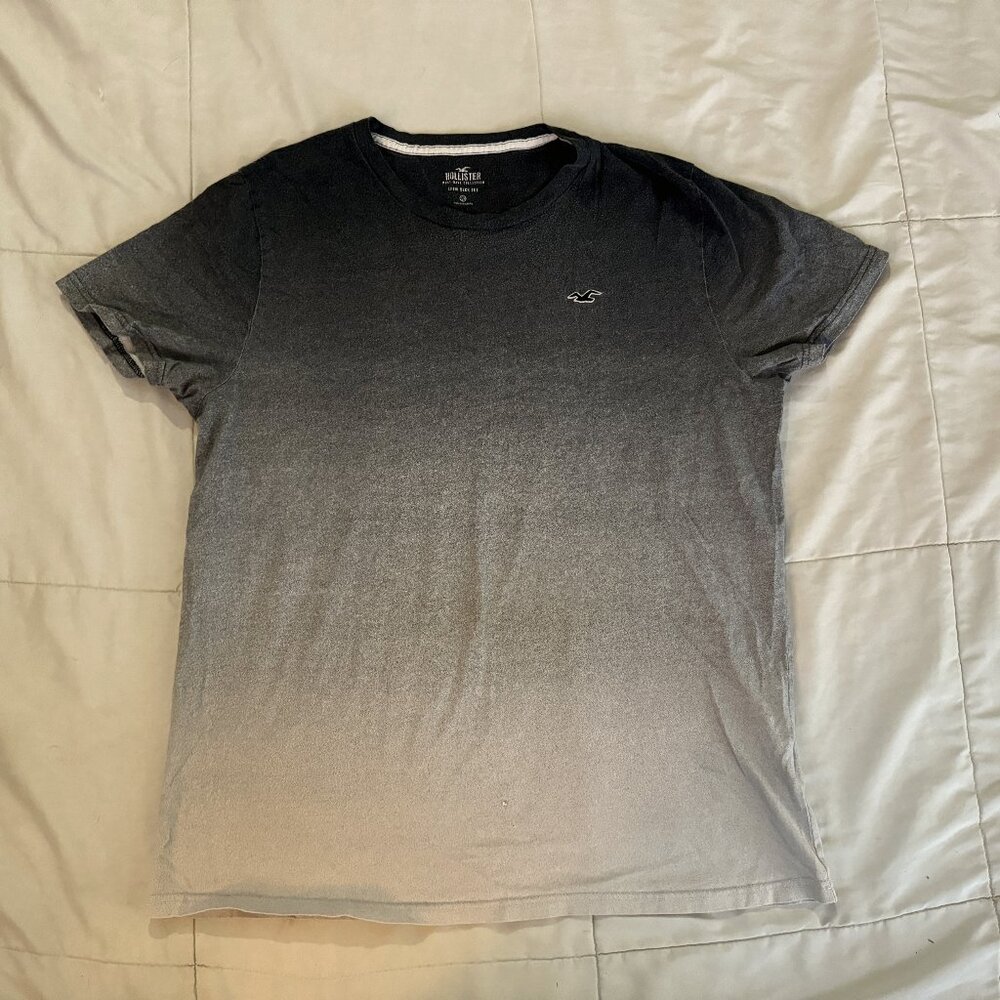 Hollister Gray Gradient Crew Neck Logo Tee Shirt Men sz XL